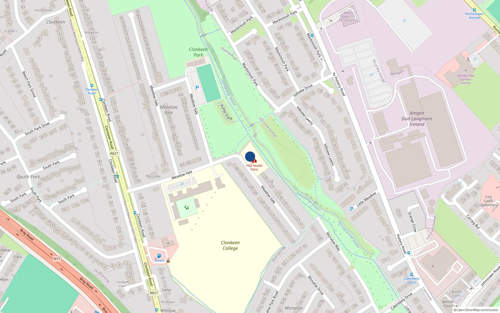 Overhead map showing the location of 132 Meadow Vale, Blackrock