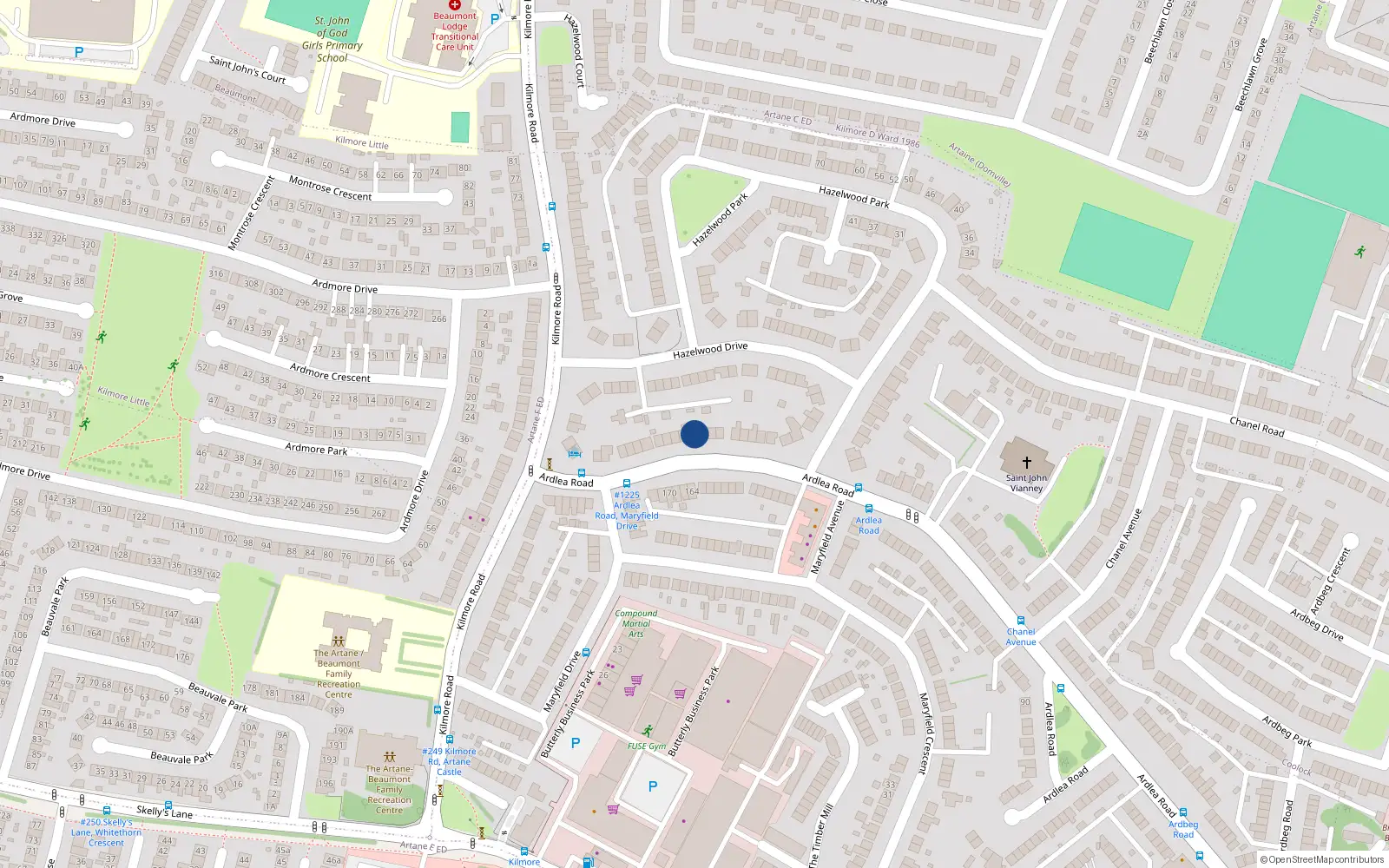 Overhead map showing the location of 133 Ardlea Road, Artane, Dublin 5