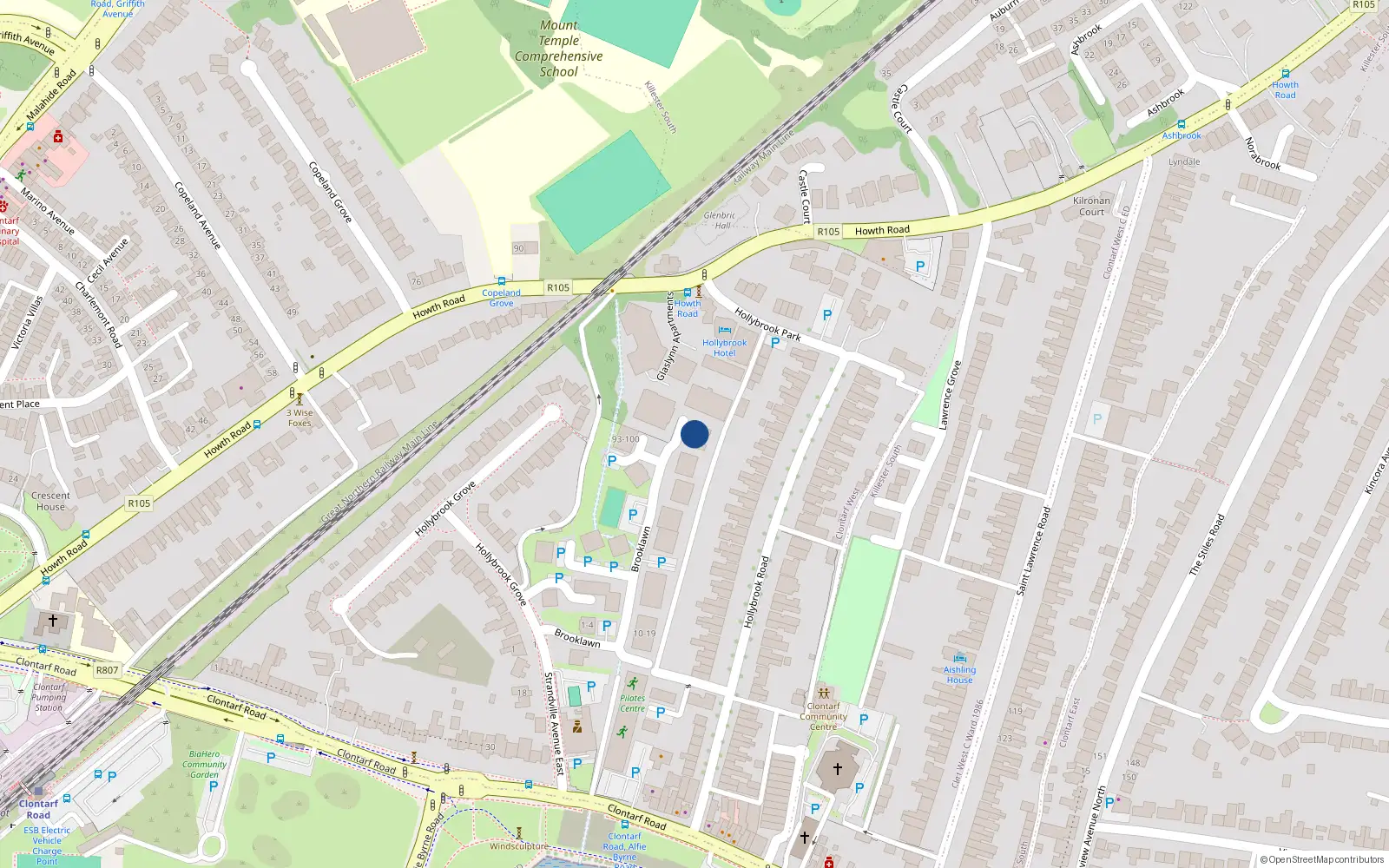 Overhead map showing the location of 133 Brooklawn, Strandville Avenue East, Clontarf