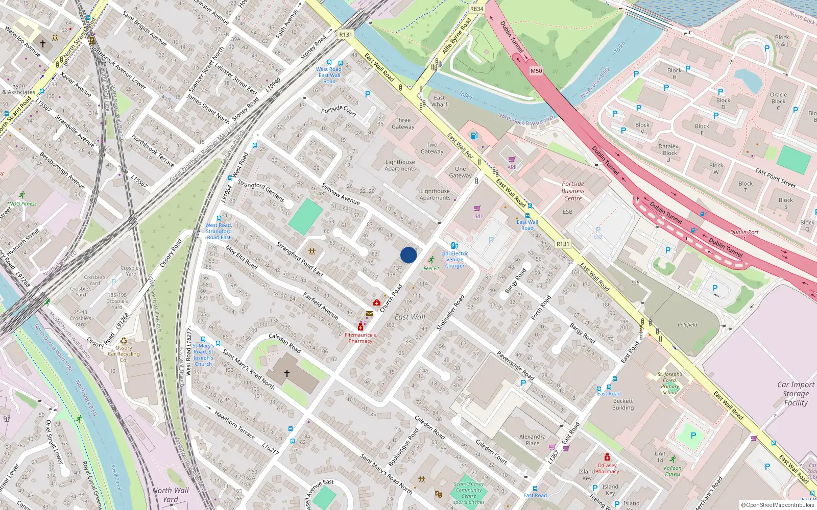 Overhead map showing the location of 133 Church Road, Dublin 3, Dublin