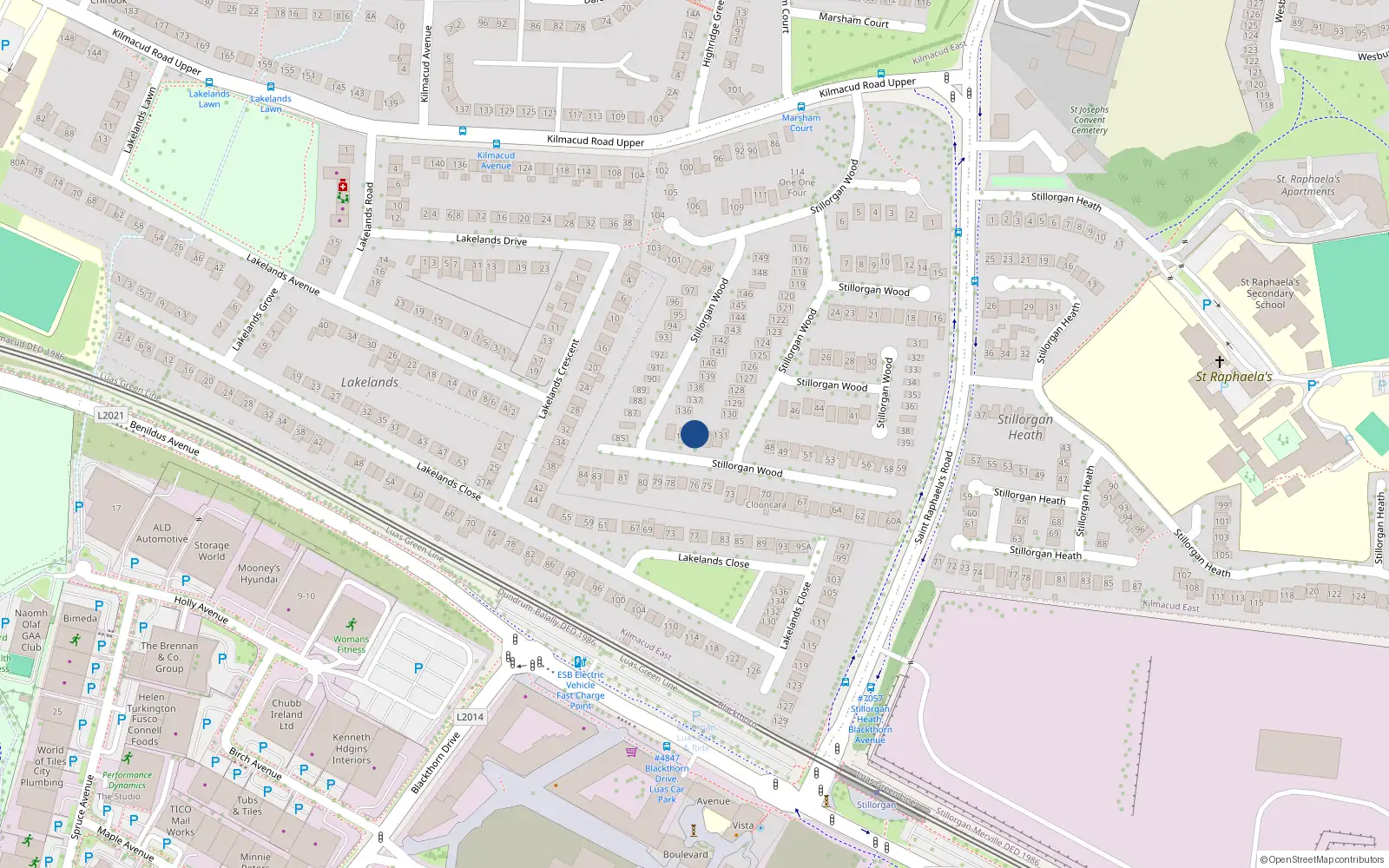 Overhead map showing the location of 133 Stillorgan Wood, Dublin