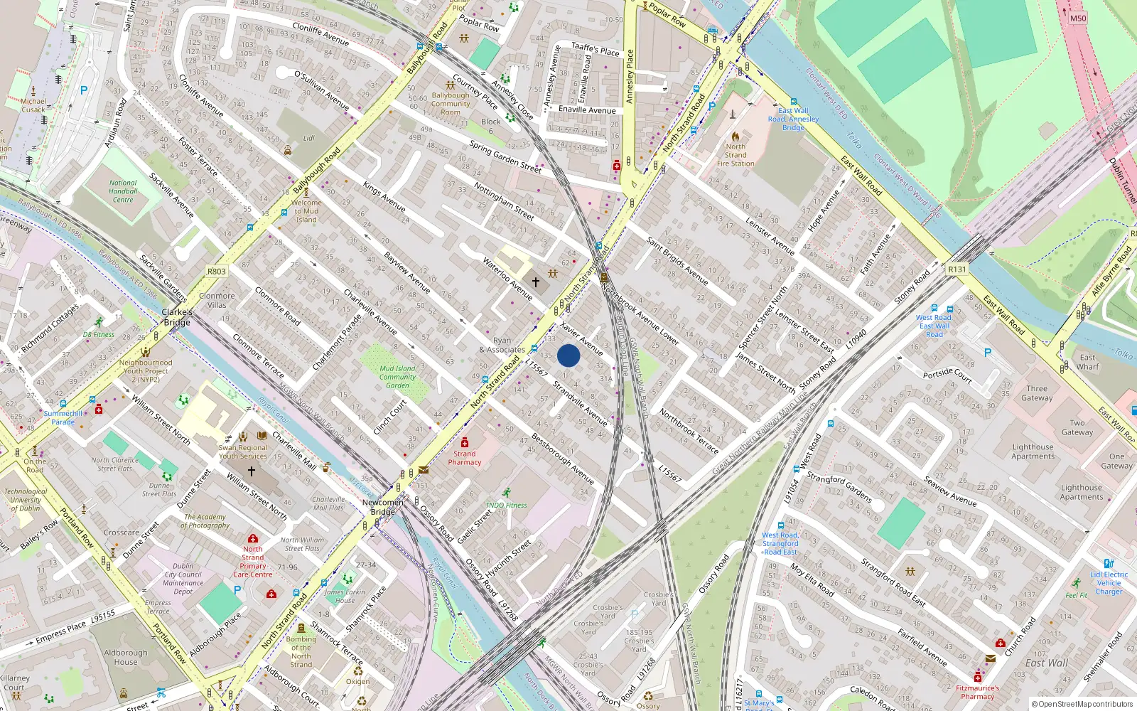 Overhead map showing the location of 133B North Strand Road, North Strand