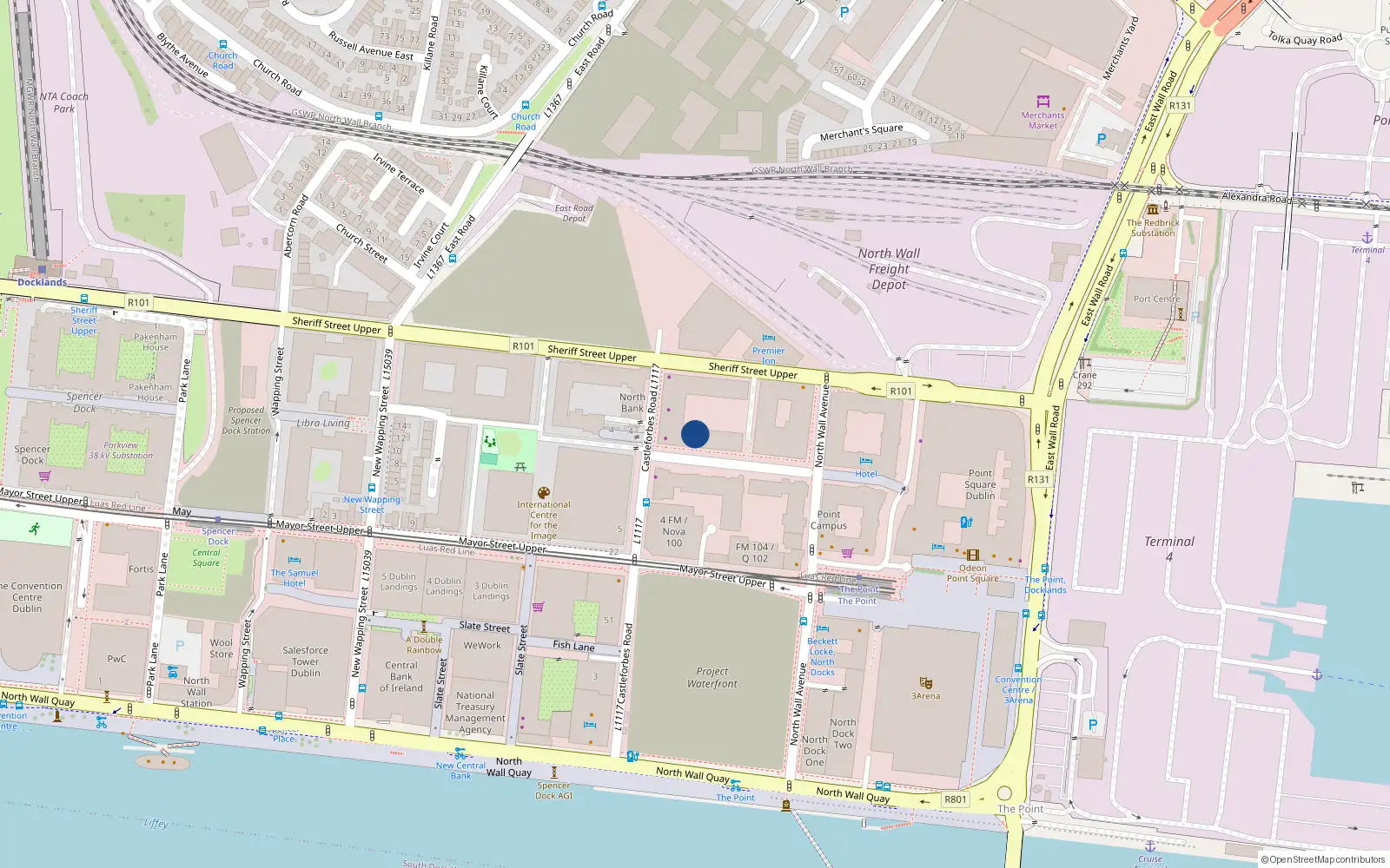 Overhead map showing the location of 134 Castleforbes Square, Dublin 1