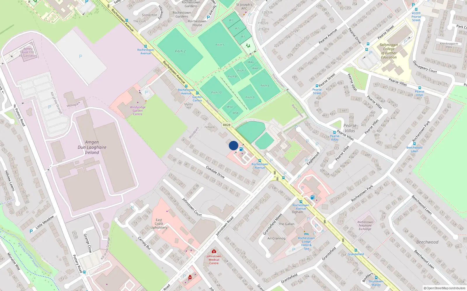 Overhead map showing the location of 134 Rochestown Avenue, Co Dublin