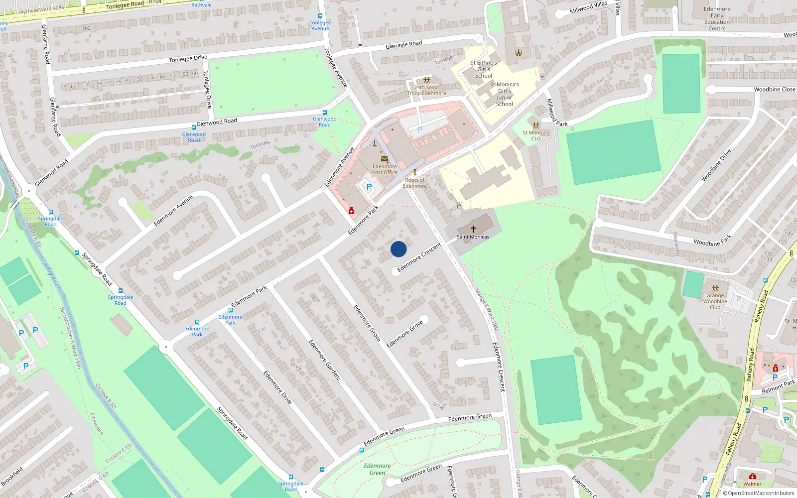 Overhead map showing the location of 135 Edenmore Crescent, Dublin 5