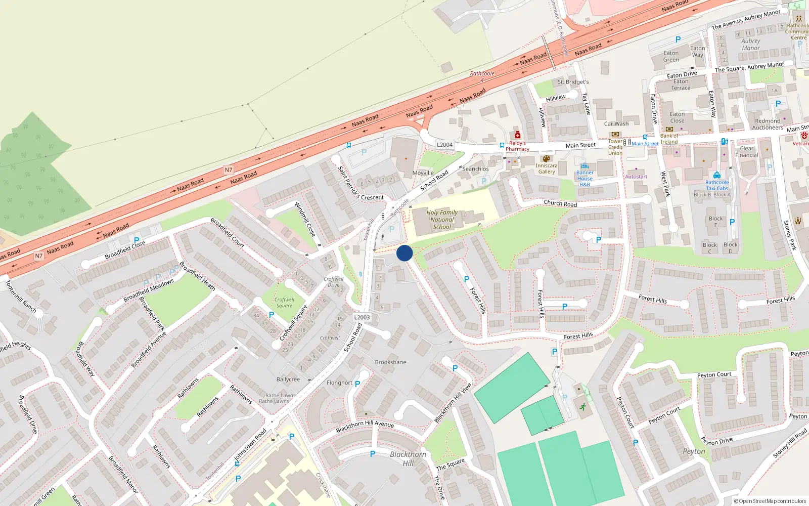 Overhead map showing the location of 135 Forest Hills, Rathcoole