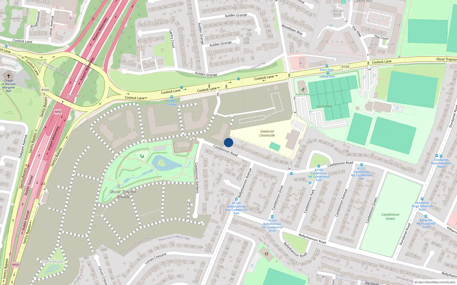 Overhead map showing the location of 136A Castletimon Road, Coolock, Dublin 5