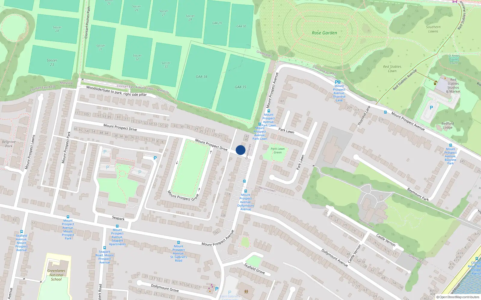 Overhead map showing the location of 136A Mount Prospect Avenue, Dublin 3