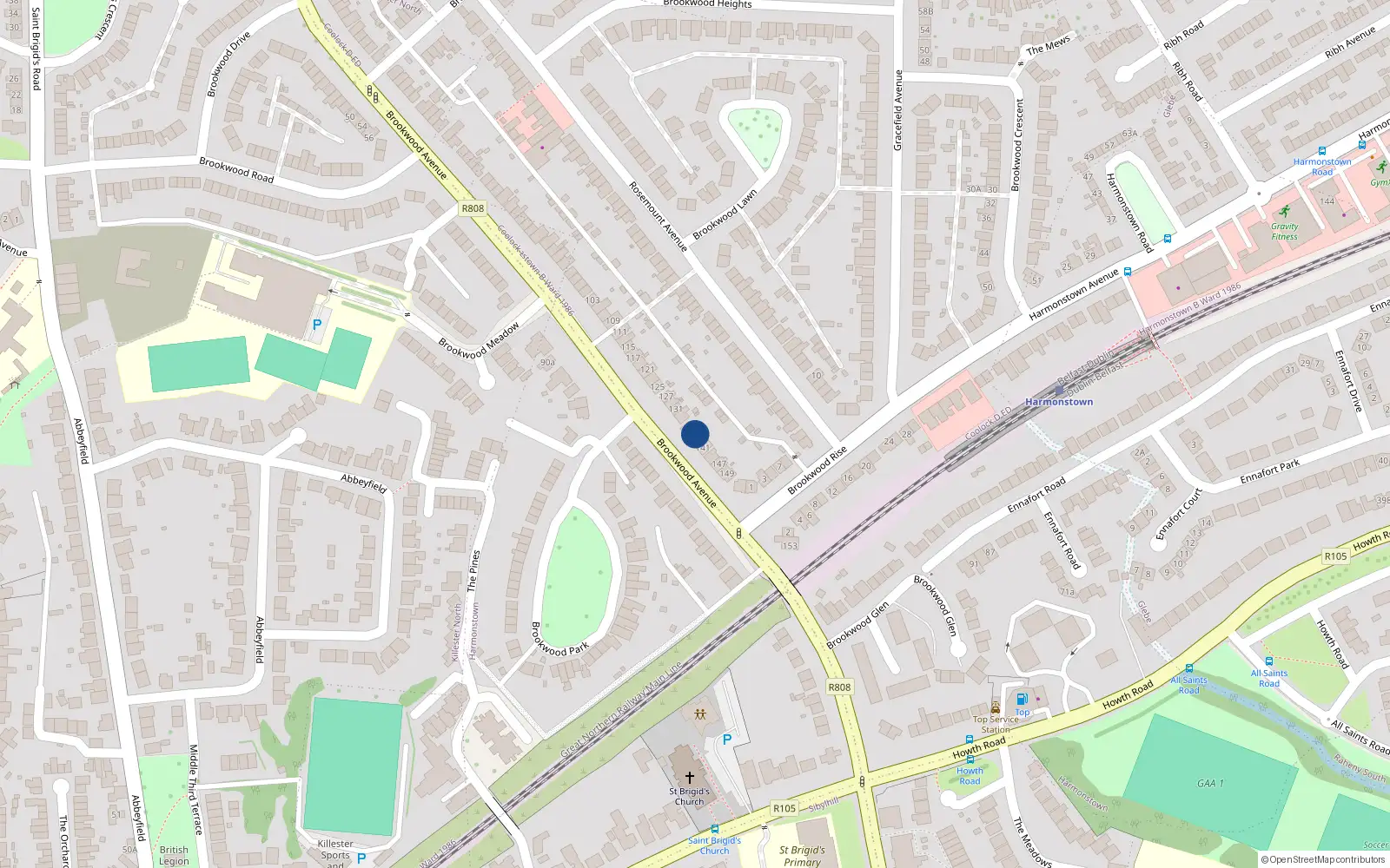 Overhead map showing the location of 137 Brookwood Avenue, Dublin 5