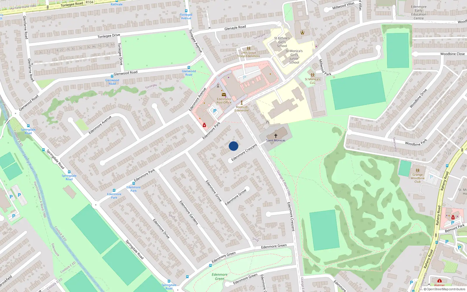Overhead map showing the location of 137 Edenmore Crescent, Dublin 5