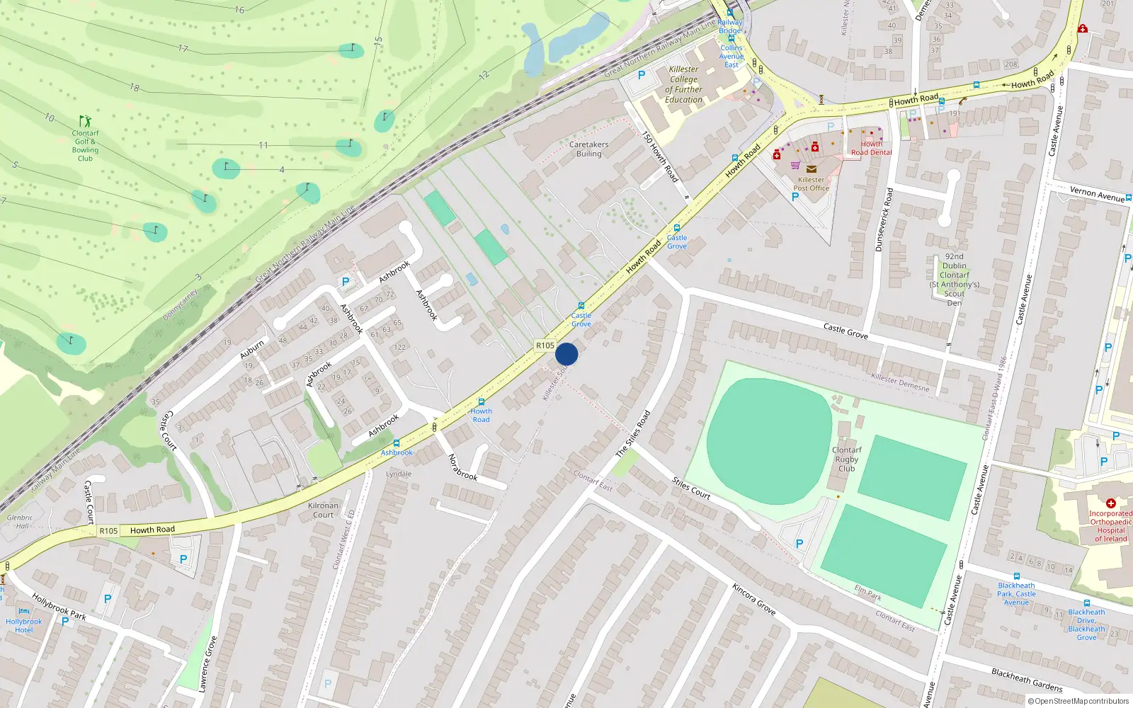 Overhead map showing the location of 137 Howth Road, Clontarf, Dublin 3