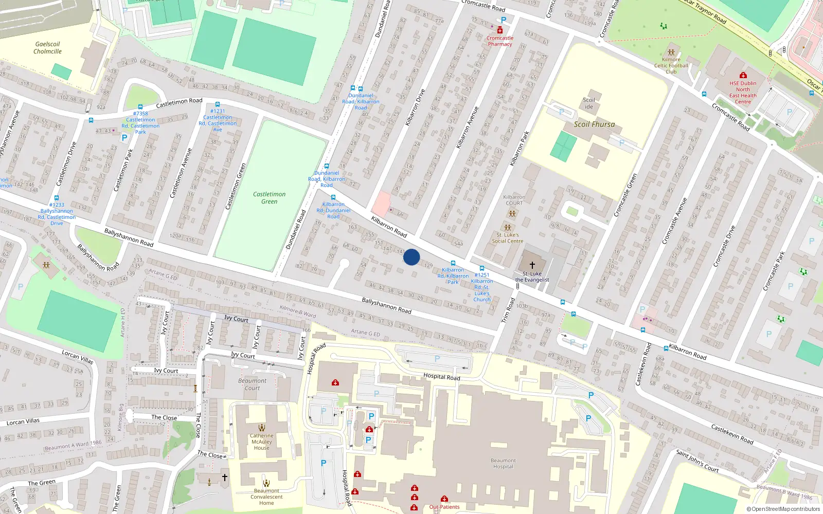 Overhead map showing the location of 137 Kilbarron Road, Dublin 5