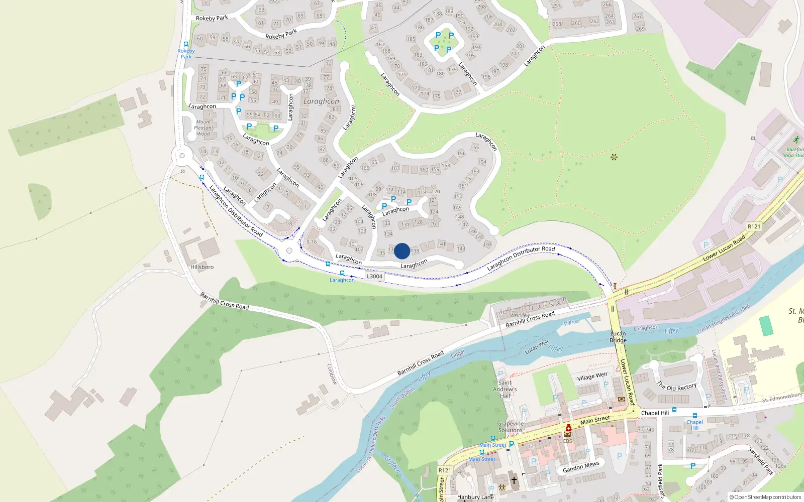 Overhead map showing the location of 137 Laraghcon, Lucan