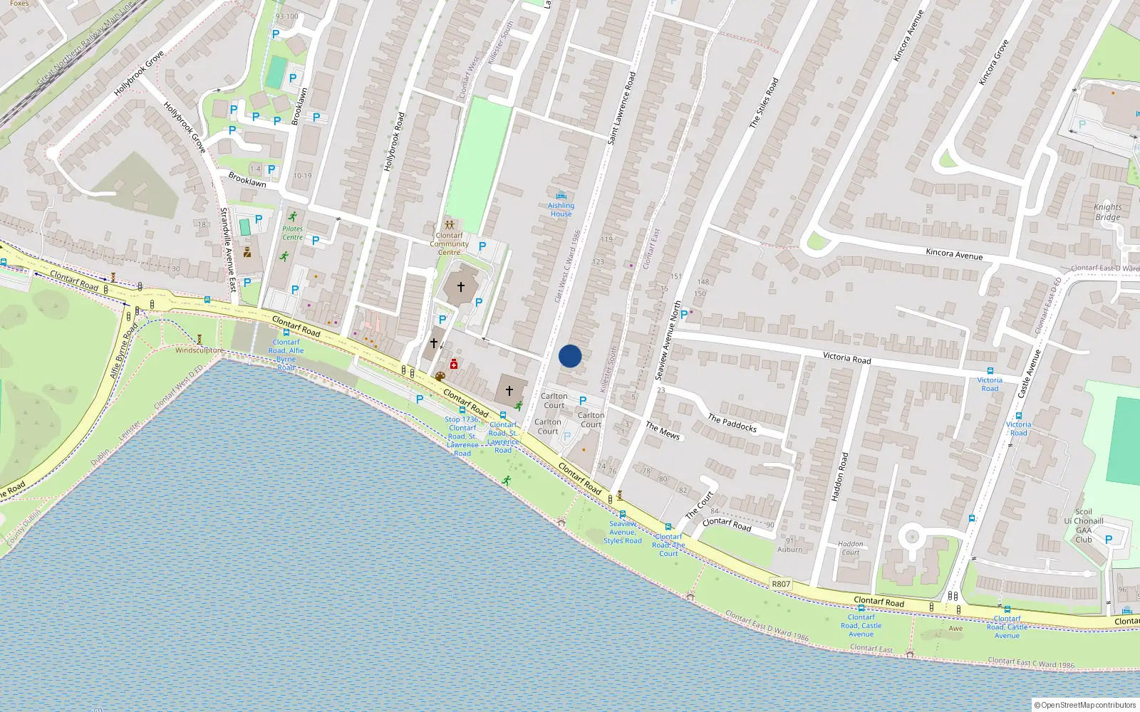 Overhead map showing the location of 137 St Lawrence Road, Clontarf, Dublin 3