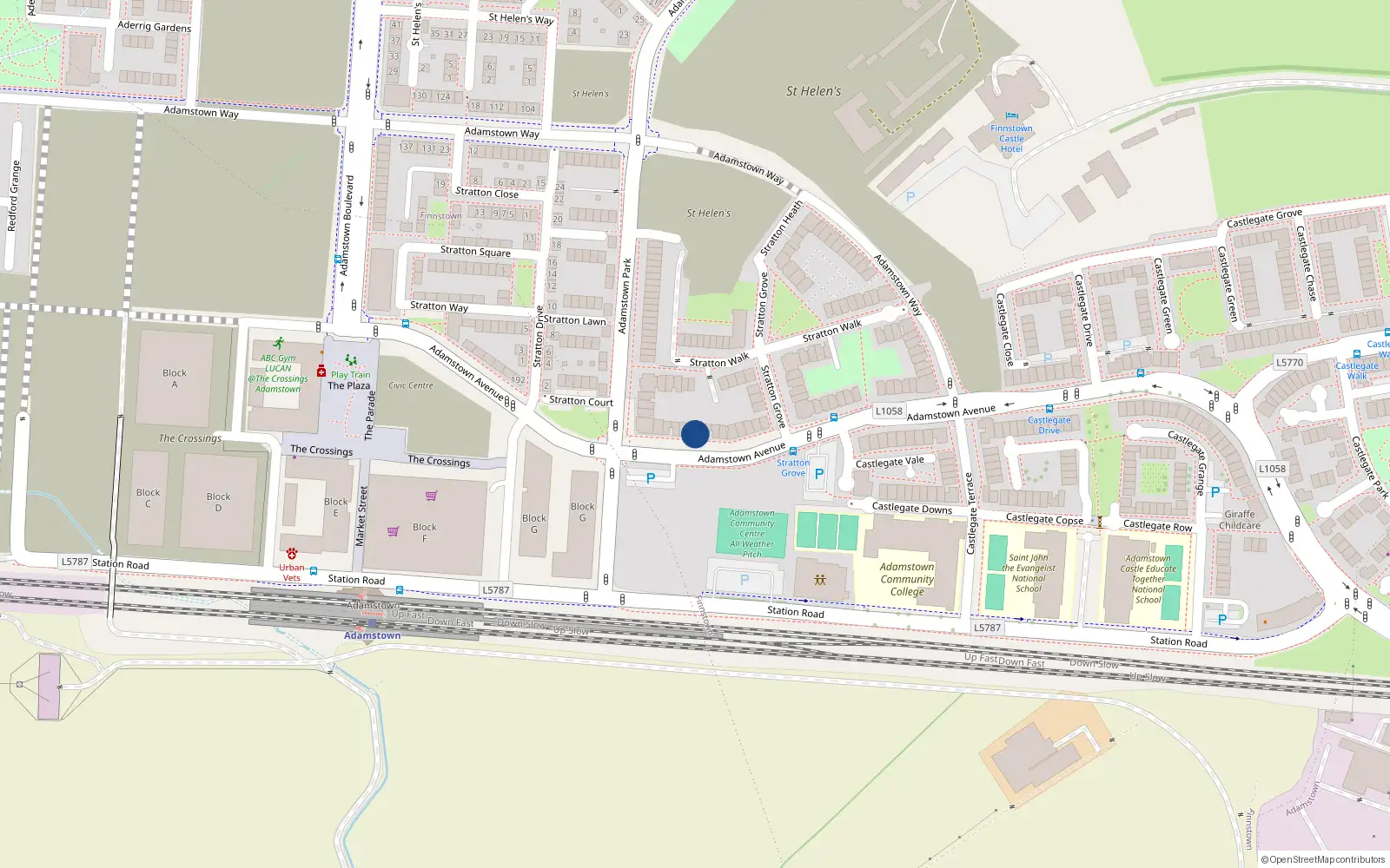 Overhead map showing the location of 138 Adamstown Avenue, Lucan