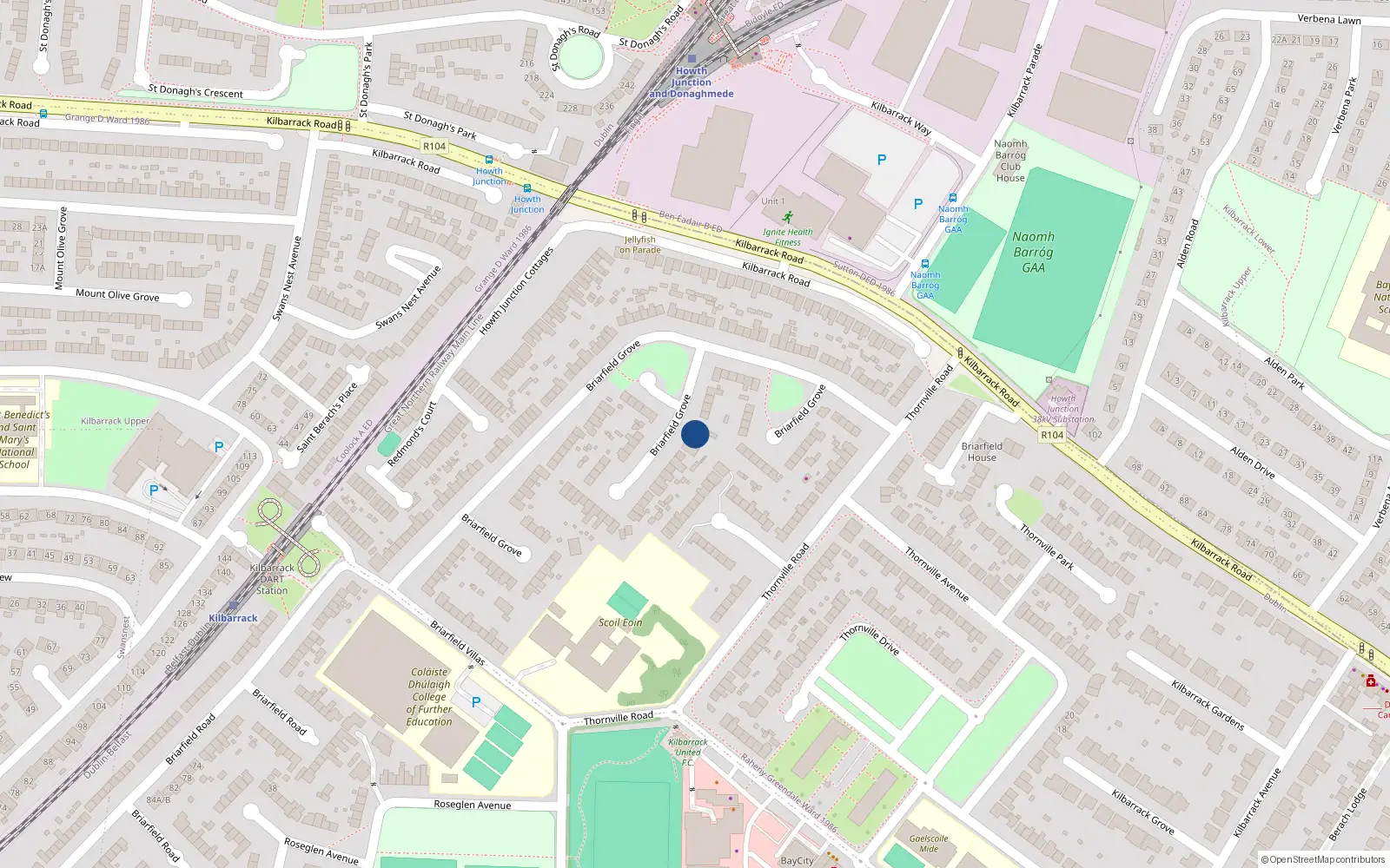 Overhead map showing the location of 138 Briarfield Grove, Kilbarrack, Dublin 5