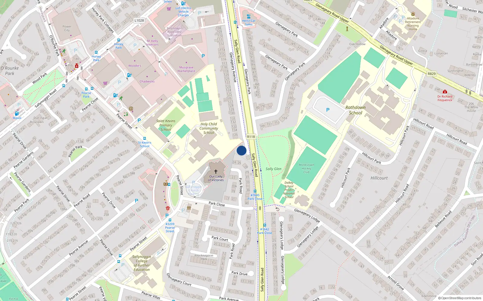 Overhead map showing the location of 138 Glenageary Avenue, Dublin