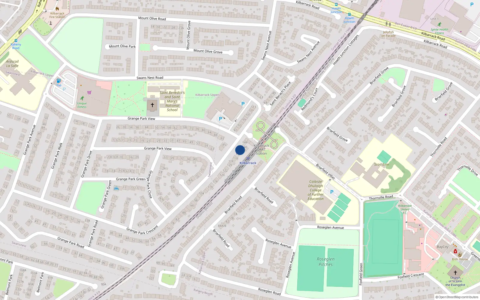 Overhead map showing the location of 138 Grange Park Crescent, Dublin 5