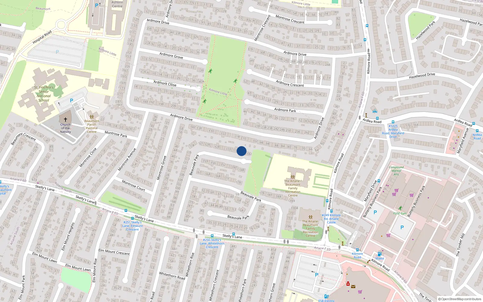 Overhead map showing the location of 139 Beauvale Park, Dublin 5