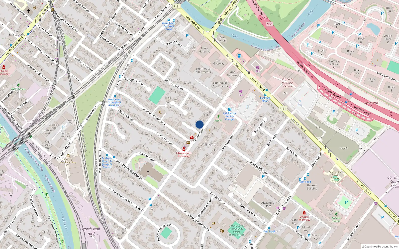 Overhead map showing the location of 139 Church Road, Dublin 3