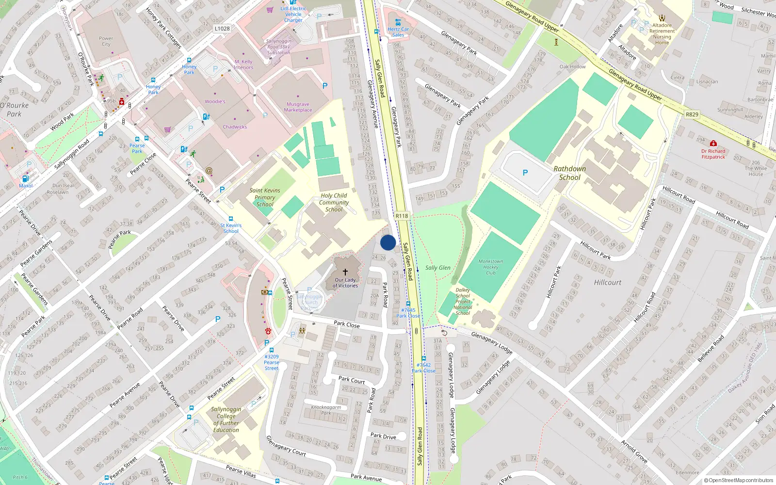 Overhead map showing the location of 139 Glenageary Avenue, Dublin