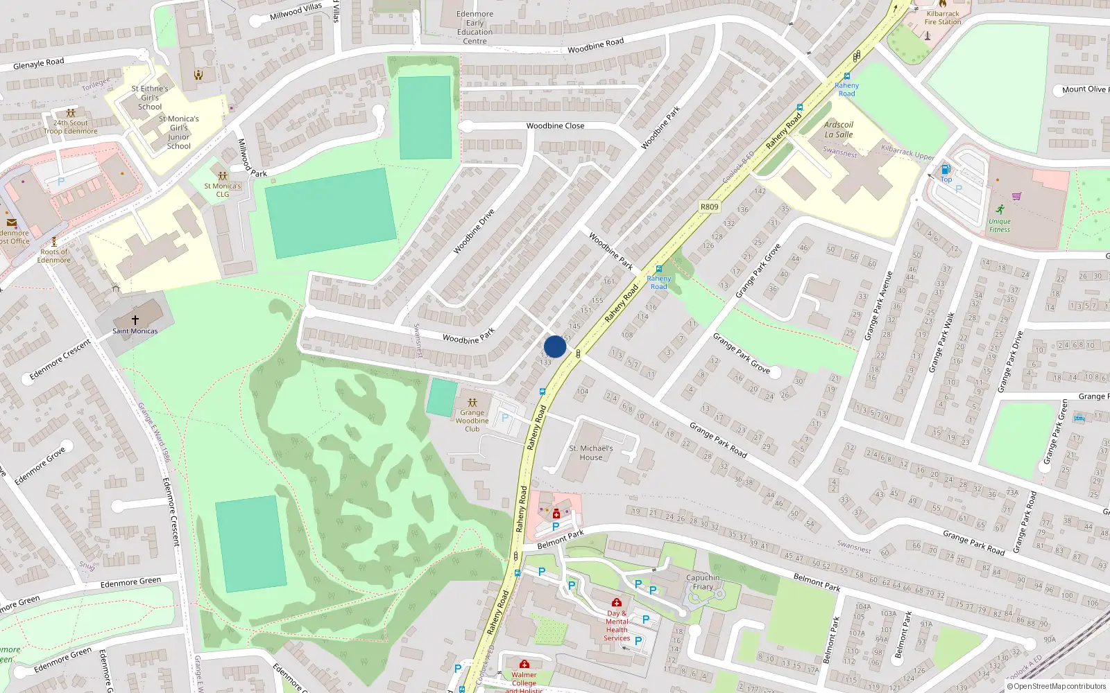 Overhead map showing the location of 139 Raheny Road, Dublin 5