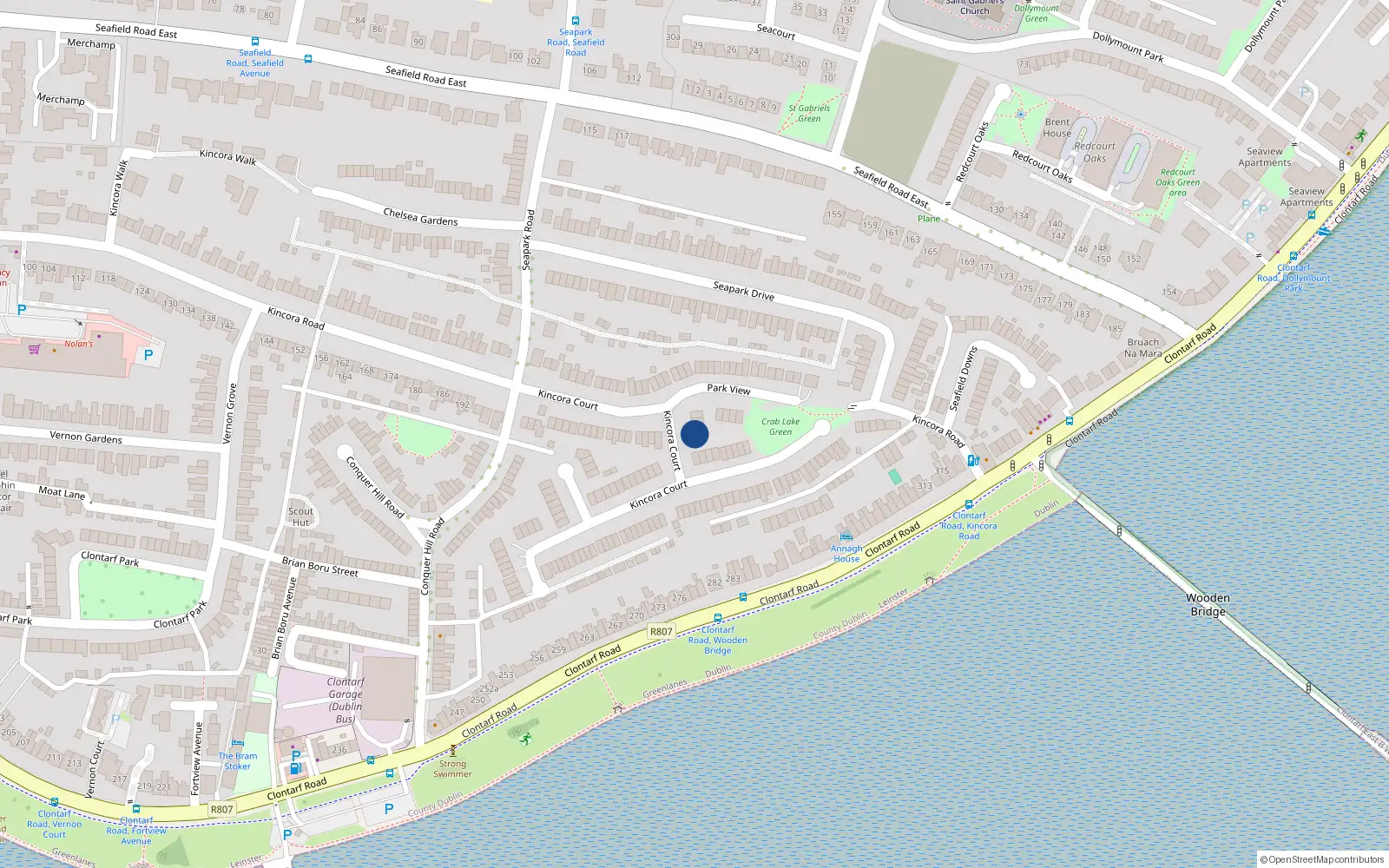 Overhead map showing the location of 13A Kincora Court, Dublin 3