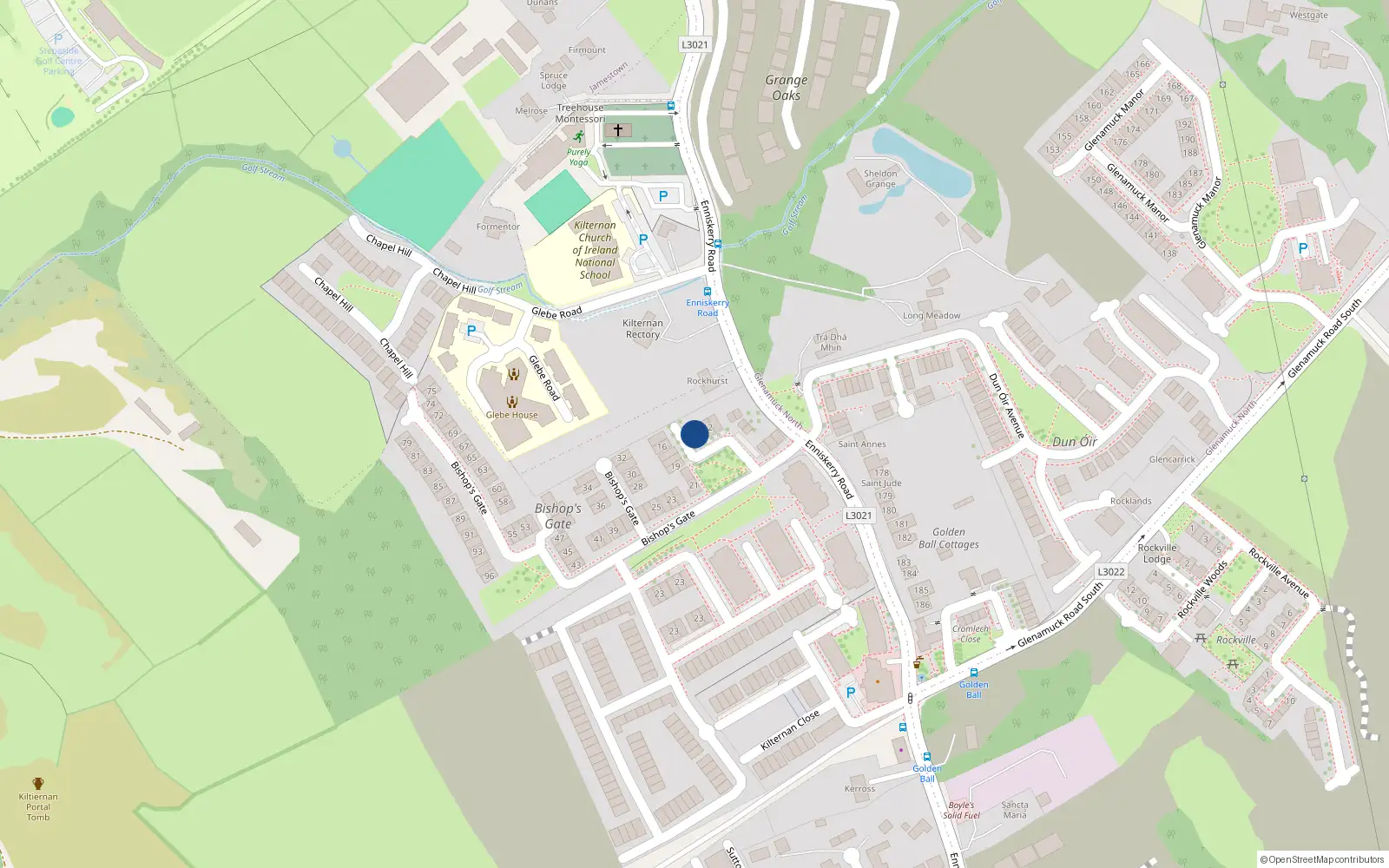 Overhead map showing the location of 14 Bishops Gate, Kilternan