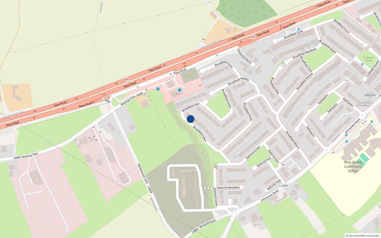 Overhead map showing the location of 14 Broadfield Lawn, Dublin