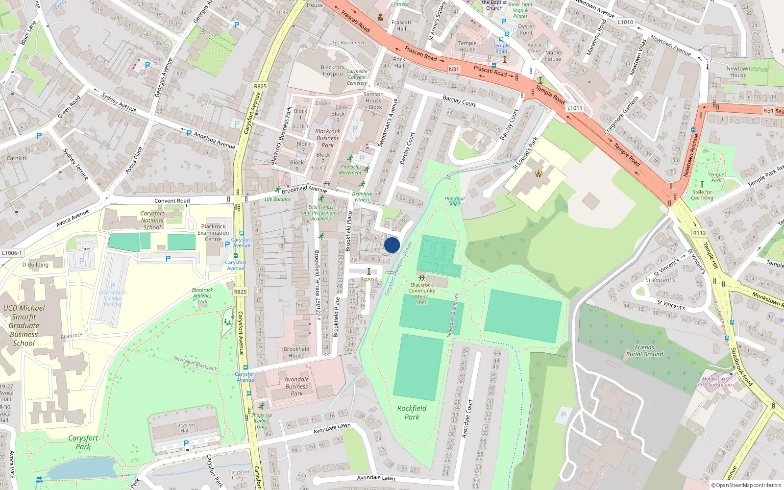 Overhead map showing the location of 14, 14 Brookfield Grove, Blackrock