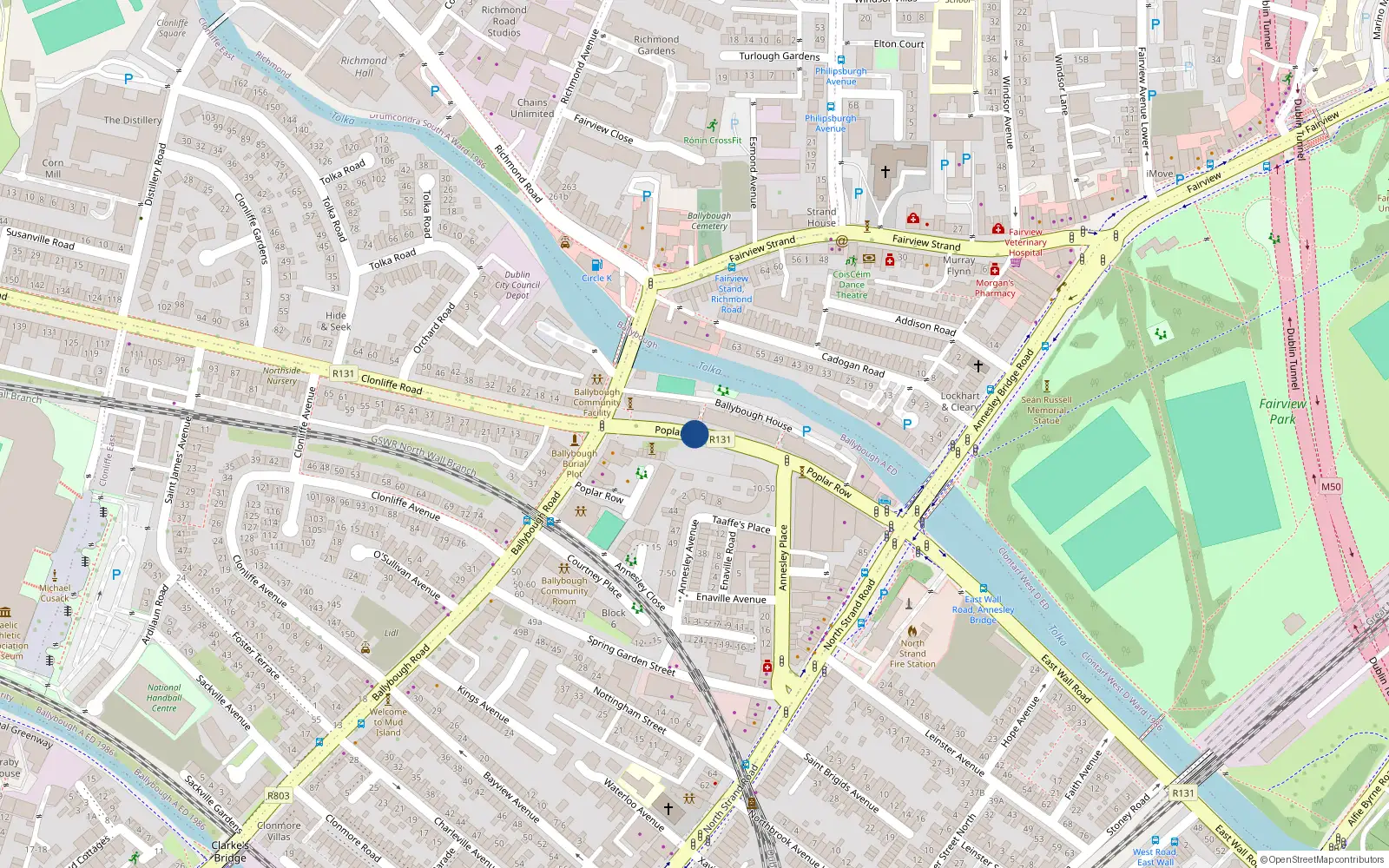 Overhead map showing the location of 14 Poplar Row, North Strand