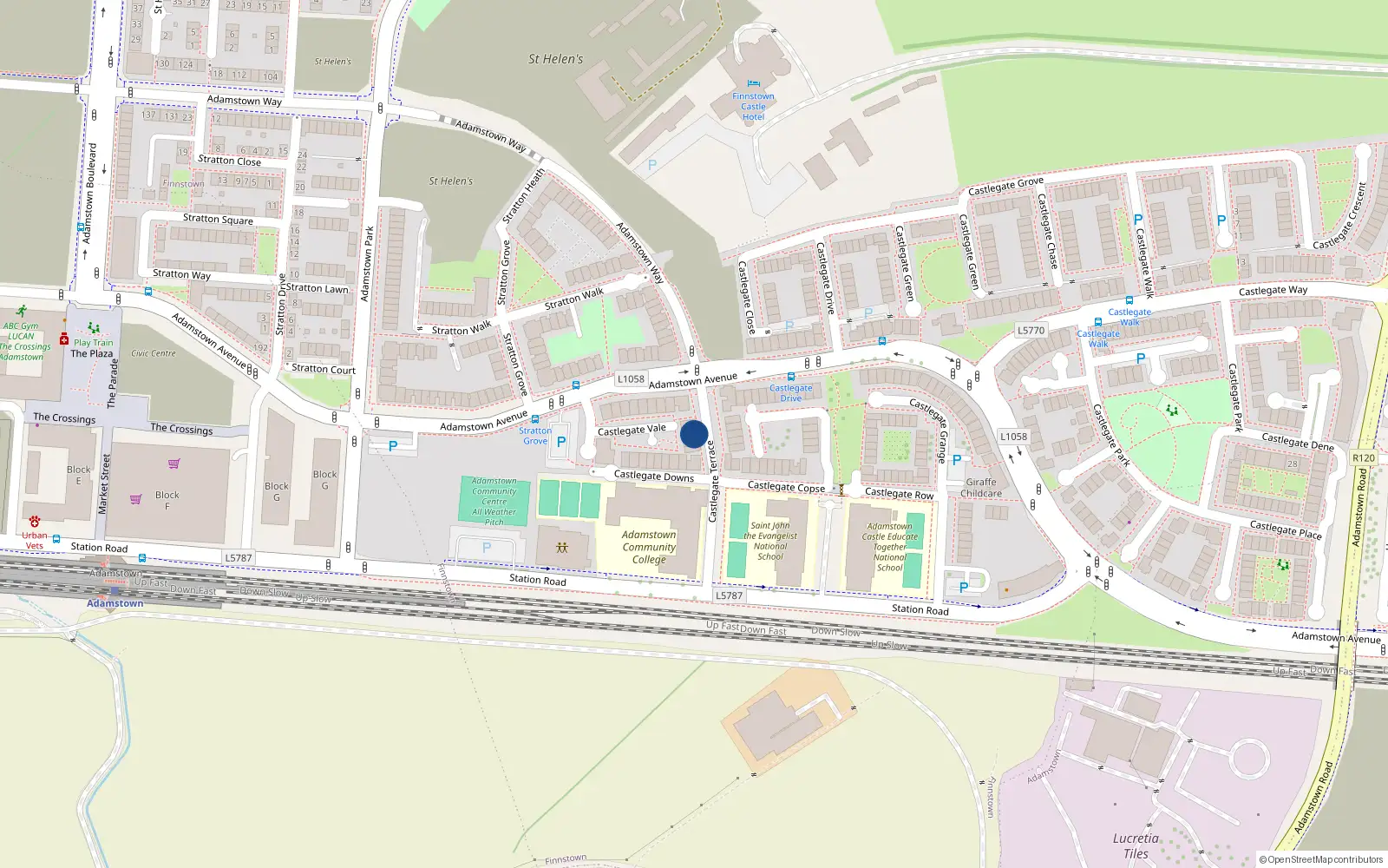 Overhead map showing the location of 14 Castlegate Terrace, Adamstown
