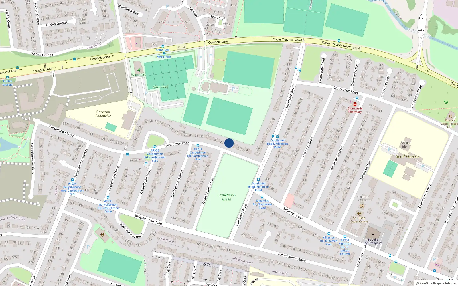 Overhead map showing the location of 14 Castletimon Road, Dublin 5