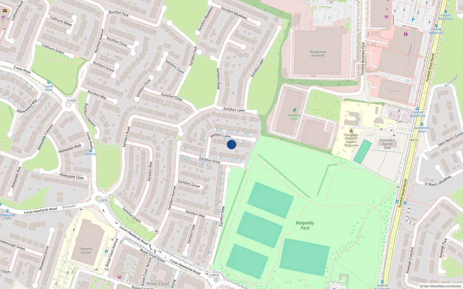 Overhead map showing the location of 14 Earlsfort Lane, Lucan