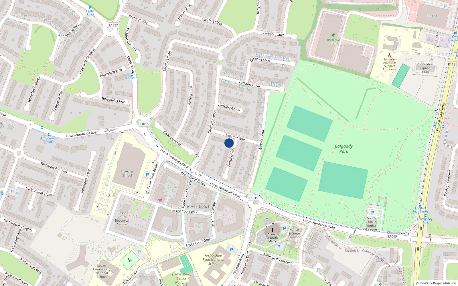 Overhead map showing the location of 14 Earlsfort Way, Lucan, Dublin