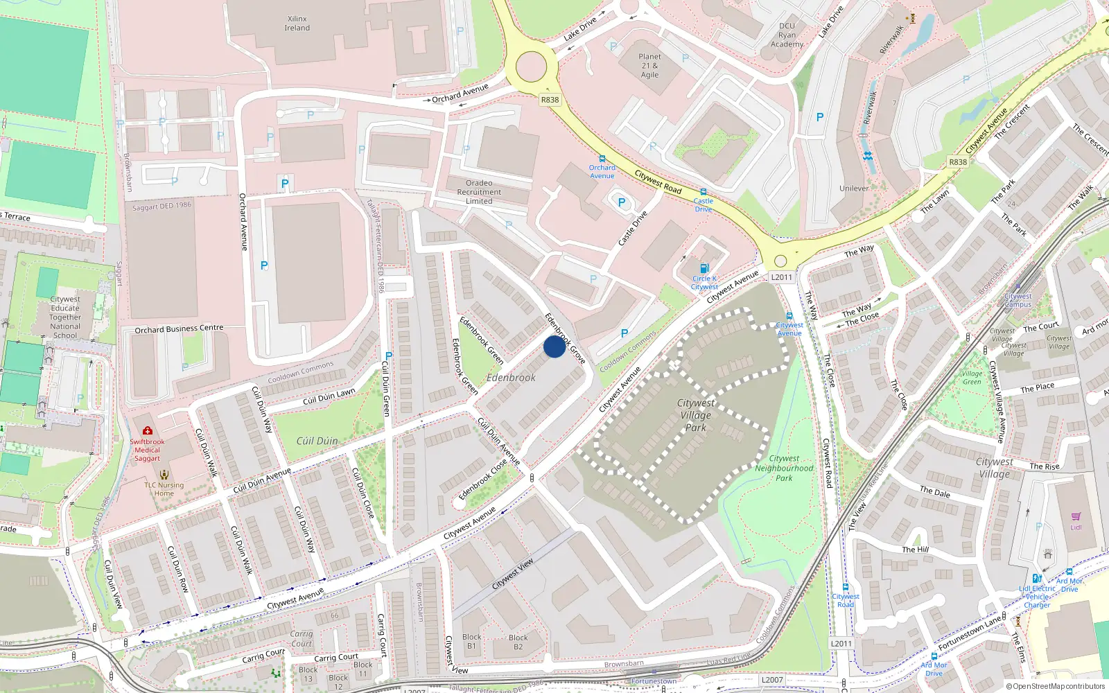 Overhead map showing the location of 14 Edenbrook Green, Citywest