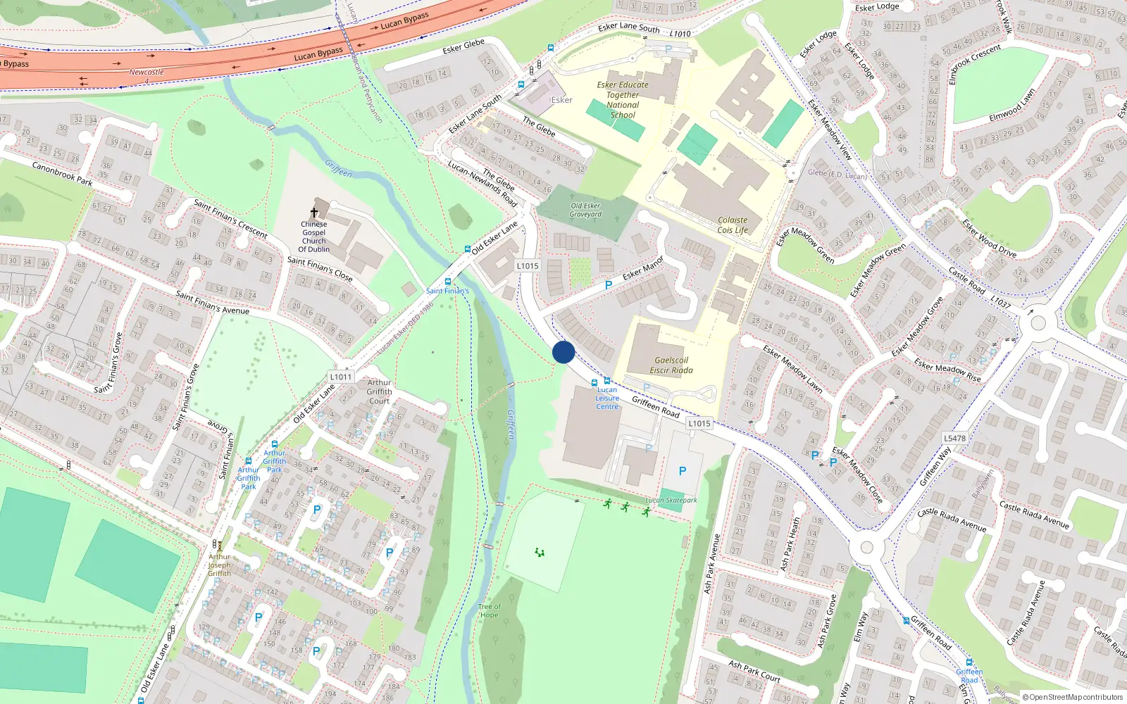 Overhead map showing the location of 14 Esker Manor, Lucan