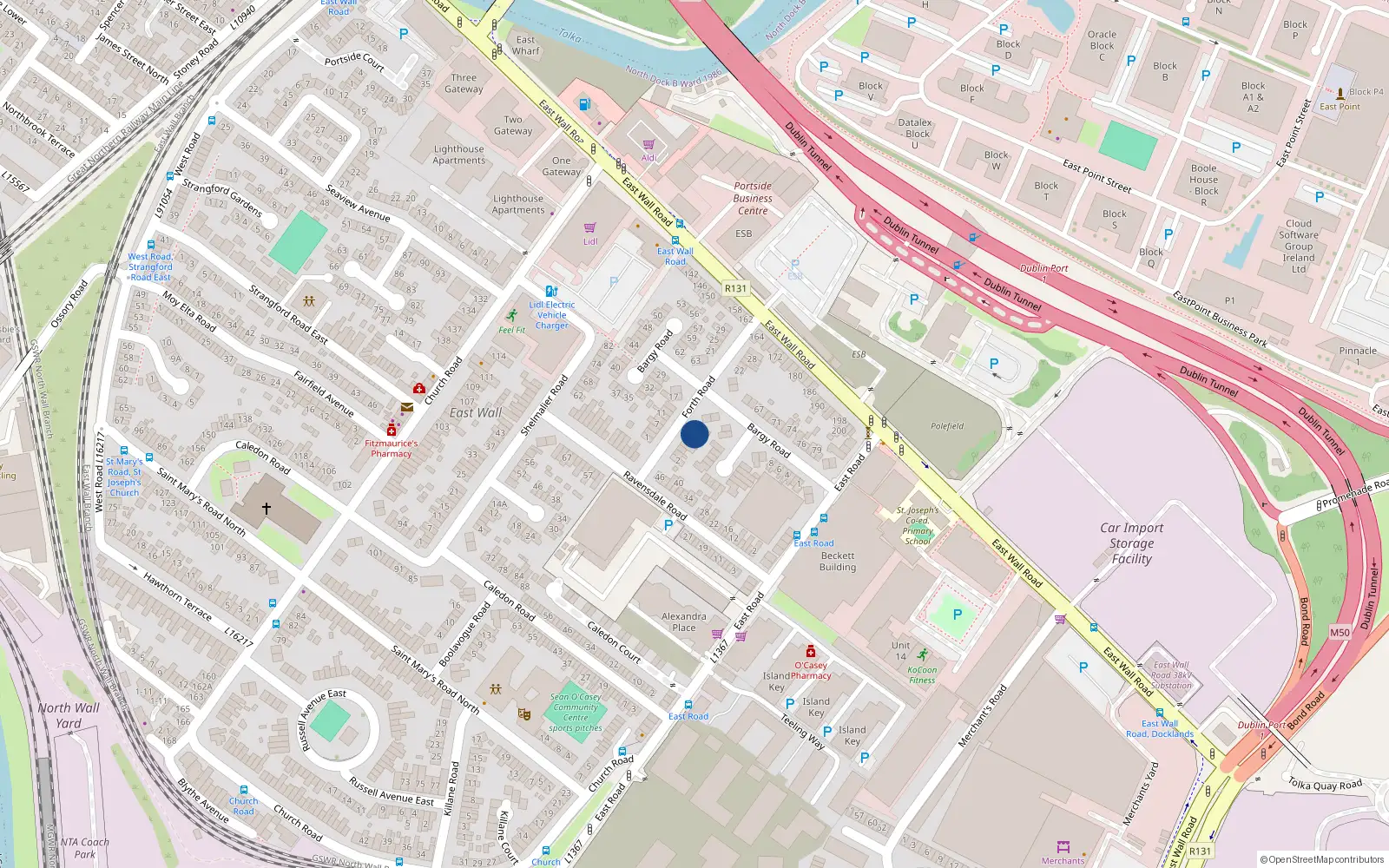 Overhead map showing the location of 14 Forth Road, Dublin 3