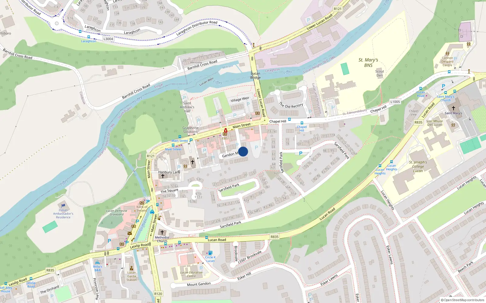 Overhead map showing the location of 14 Gandon Mews, Lucan