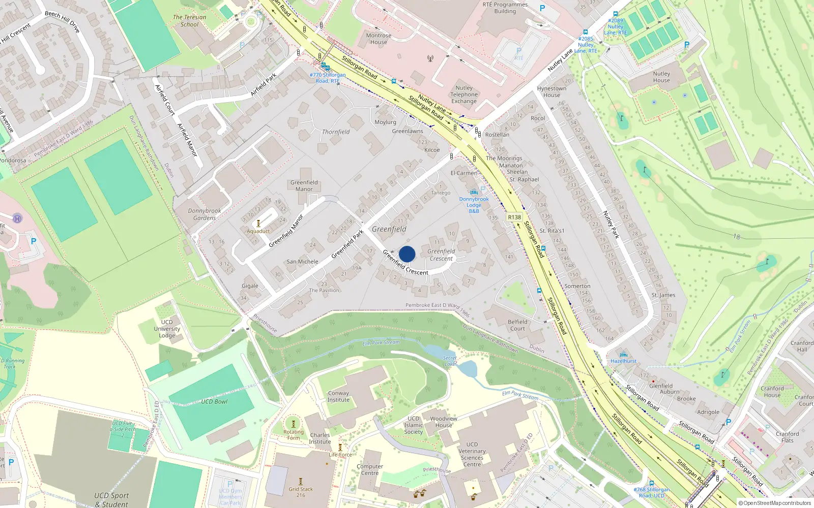 Overhead map showing the location of 14 Greenfield Crescent, Priesthouse