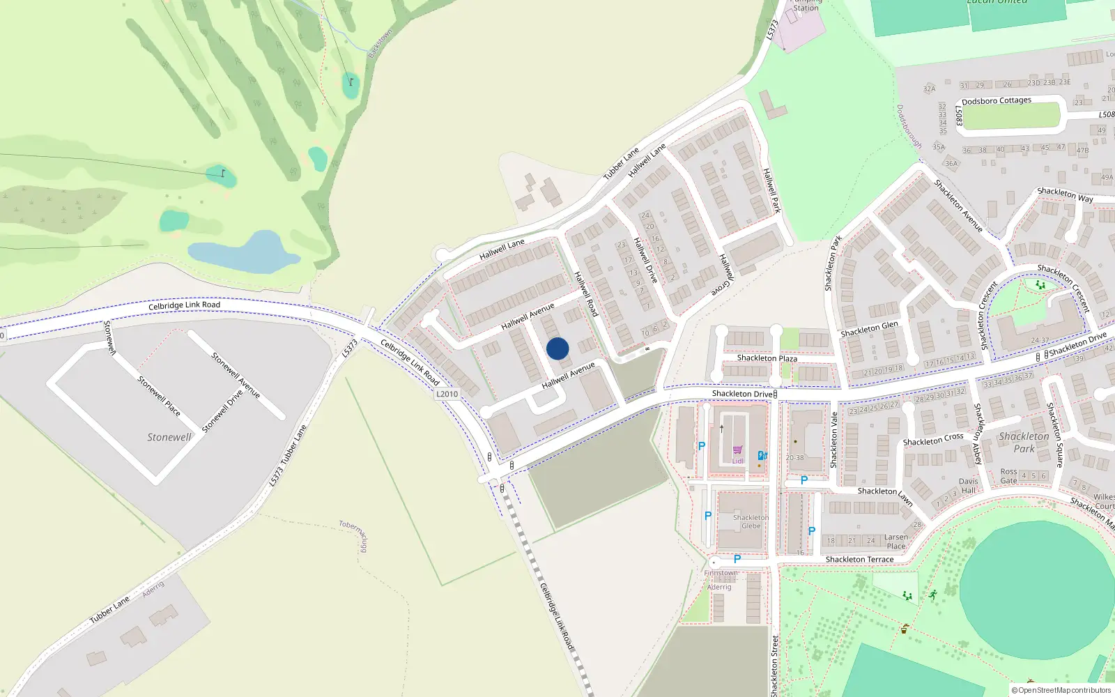 Overhead map showing the location of 14 Hallwell Avenue, Adamstown
