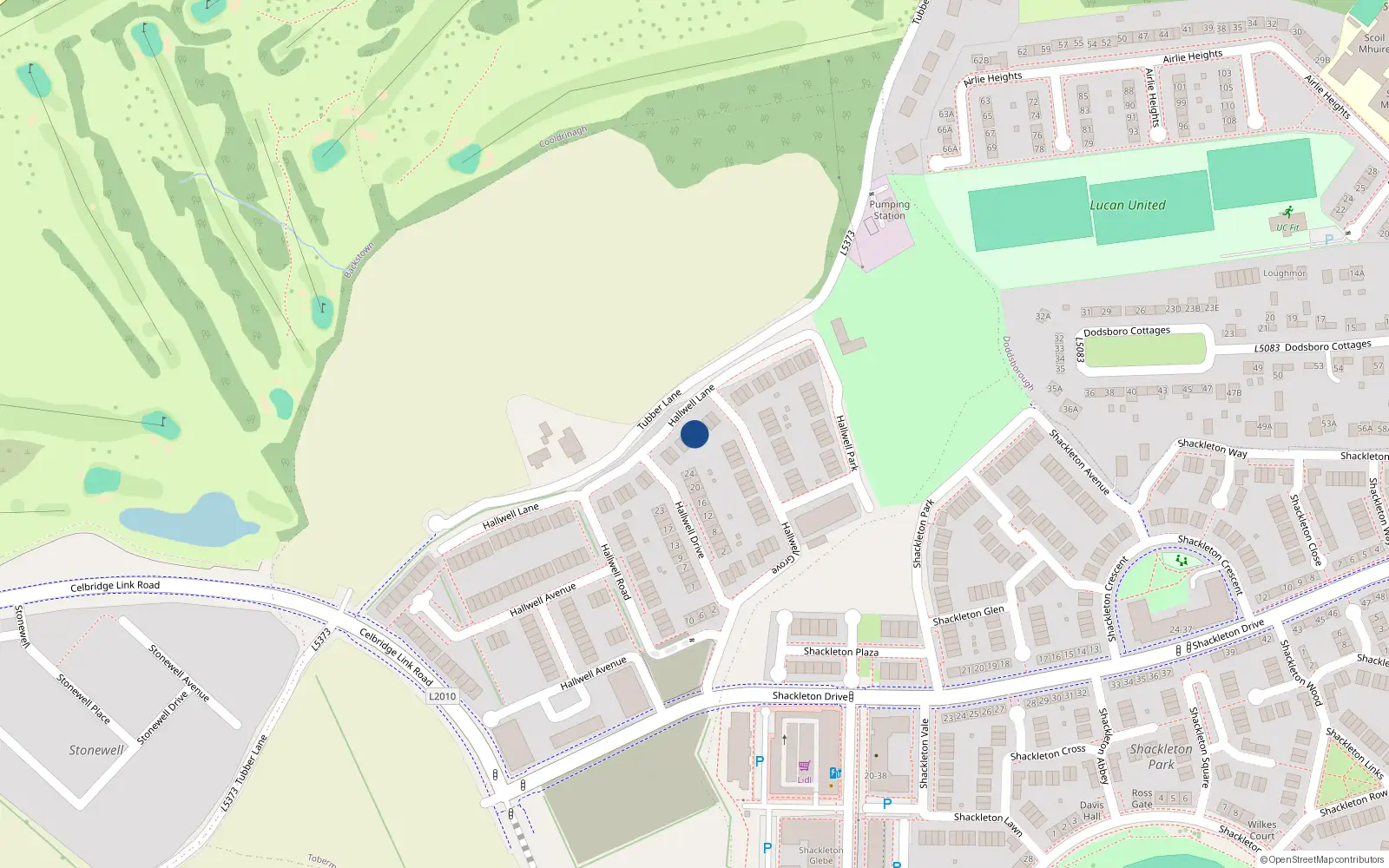 Overhead map showing the location of 14 Hallwell Lane, Adamstown