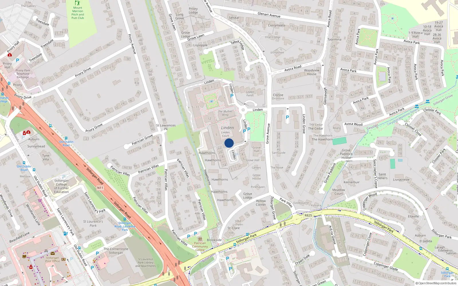 Overhead map showing the location of 14 House 3, Grove Avenue, Blackrock
