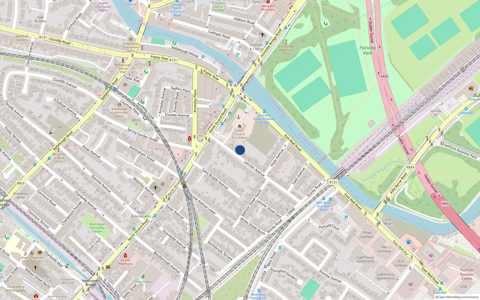 Overhead map showing the location of 14 Leinster Avenue, Dublin 3