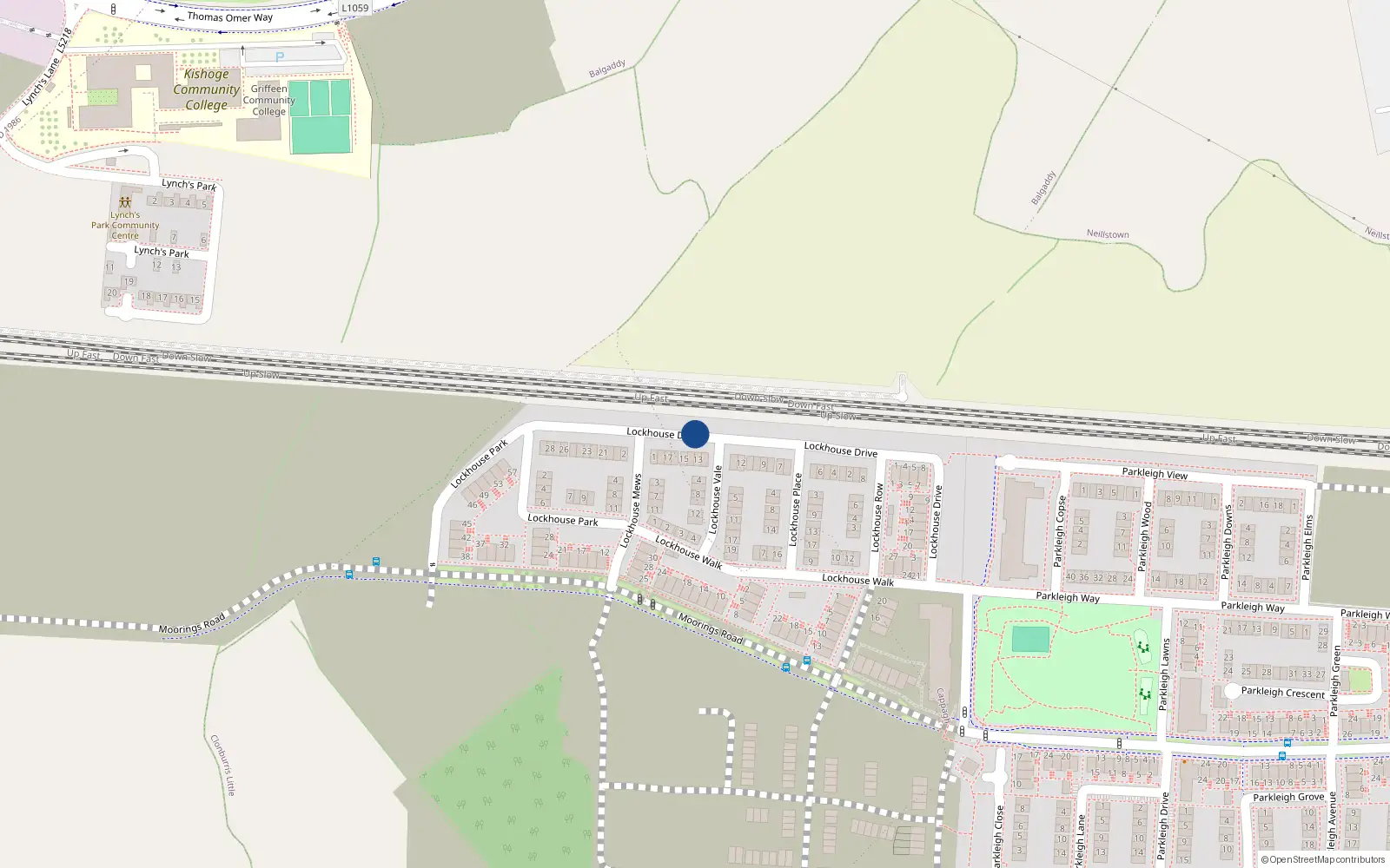 Overhead map showing the location of 14 Lockhouse Drive