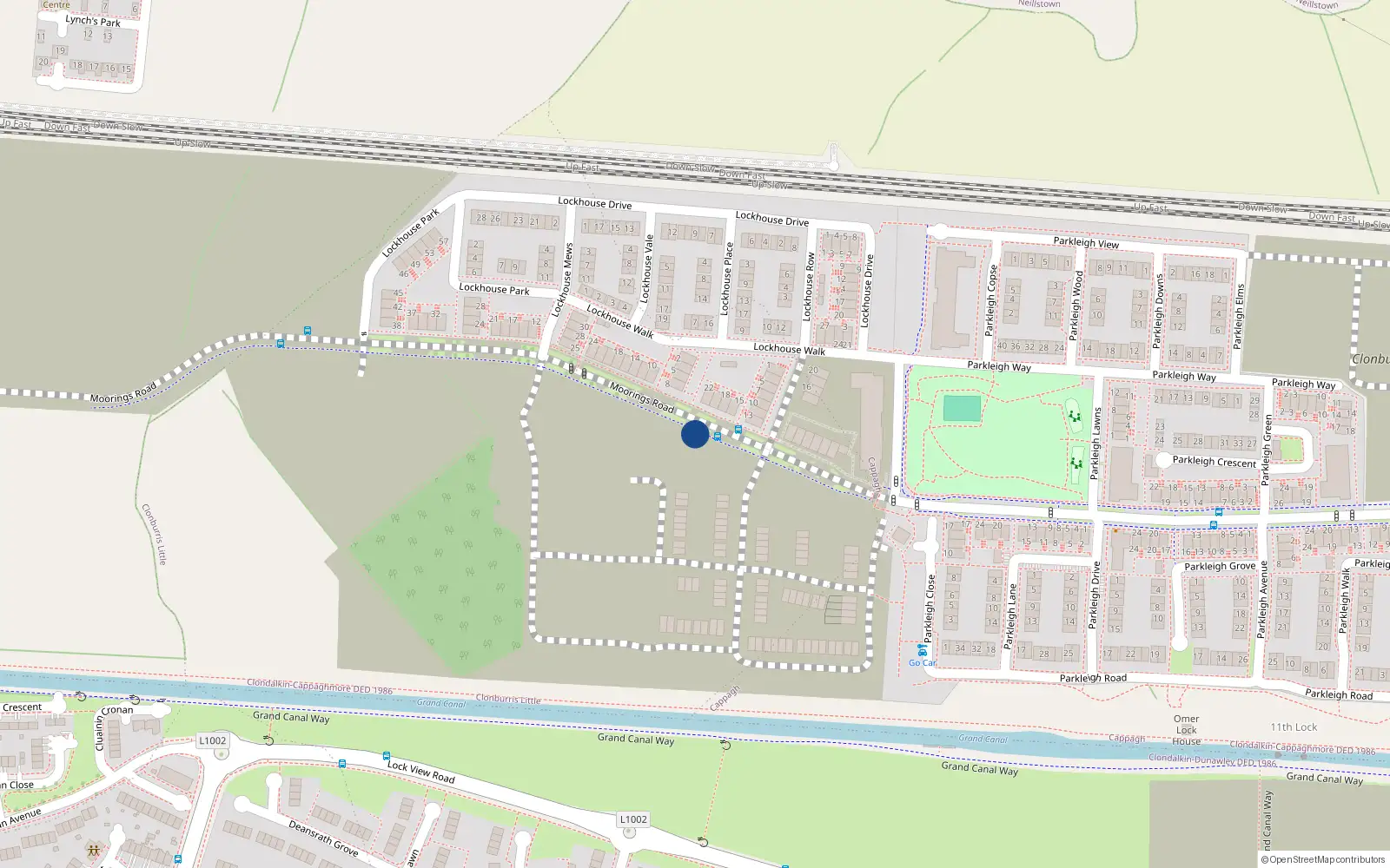Overhead map showing the location of 14 Lockhouse Place, Clonburris