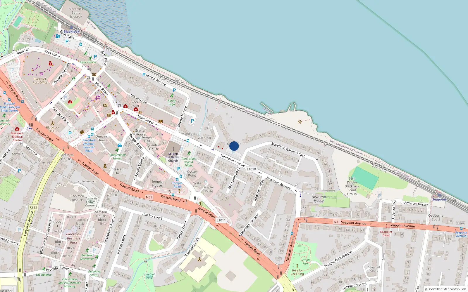 Overhead map showing the location of 14 Maretimo House, Maretimo Gardens East, Blackrock
