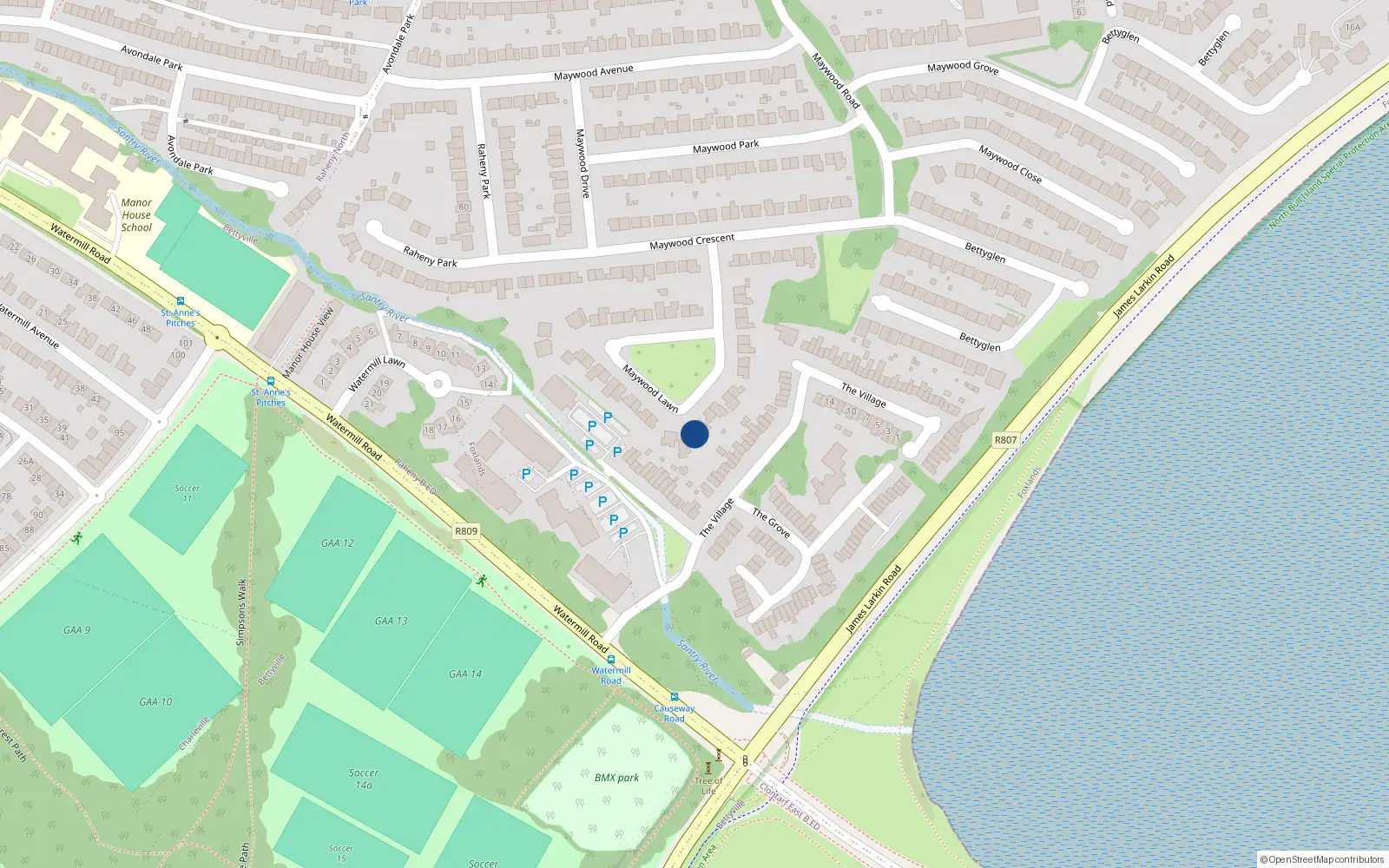 Overhead map showing the location of 14 Maywood Lawn, Dublin 5