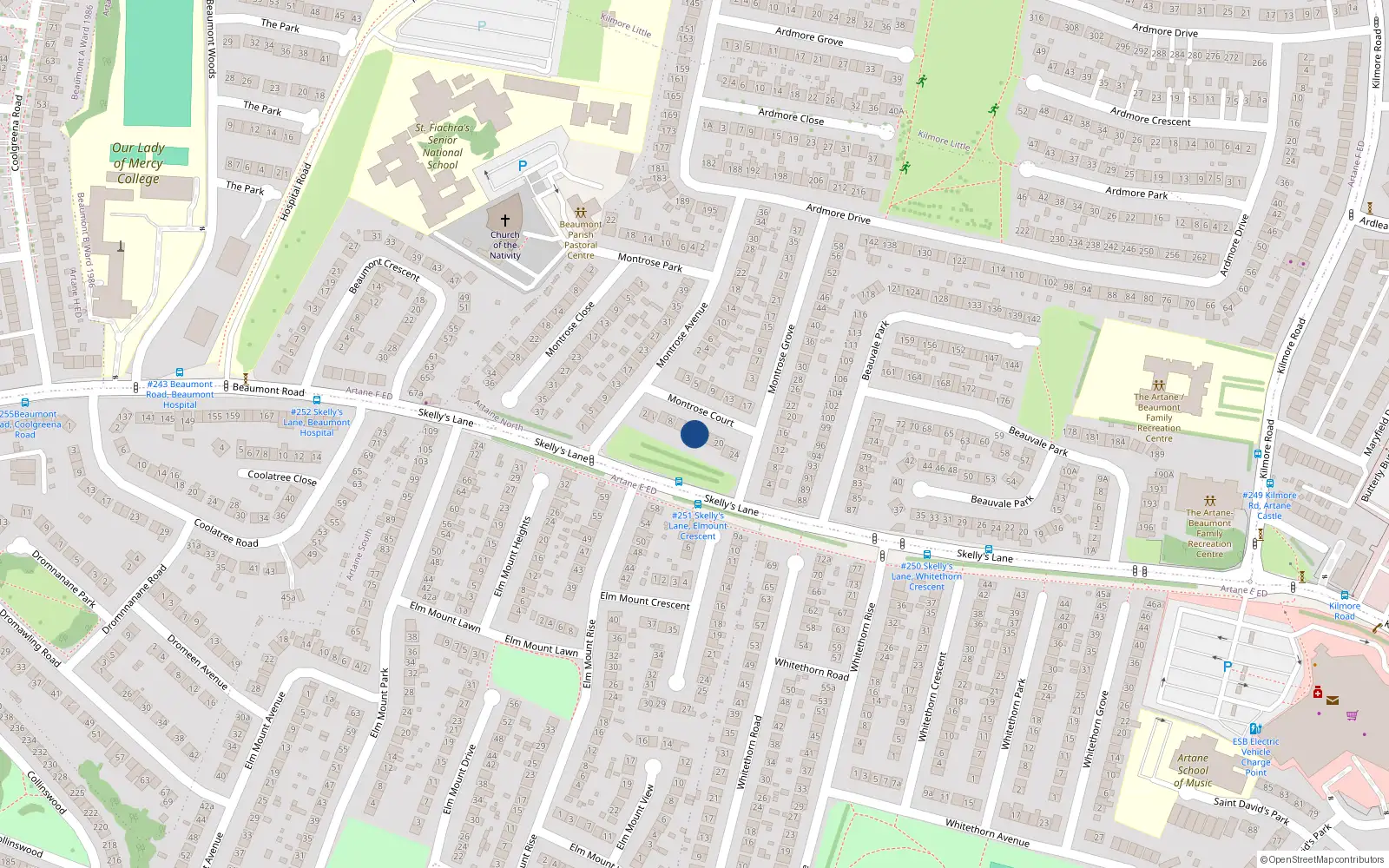 Overhead map showing the location of 14 Montrose Court, Artane, Dublin 5