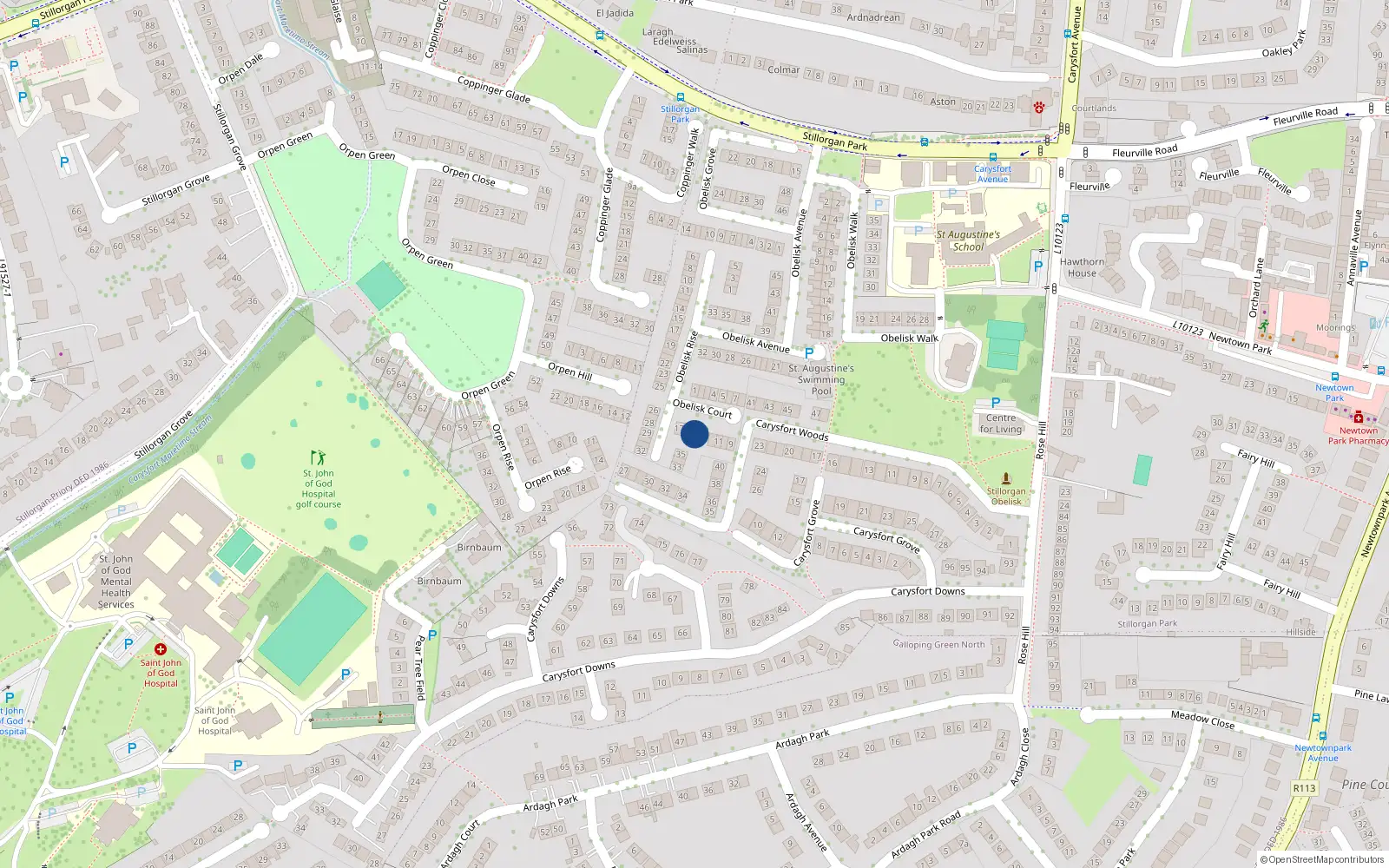 Overhead map showing the location of 14 Obelisk Court, St Augustines, Blackrock